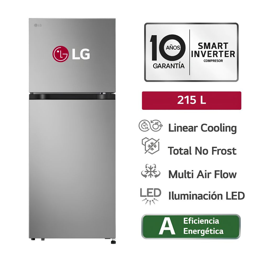 Refrigeradora LG 215LT Multi Air Flow VT22BPY - Plateada