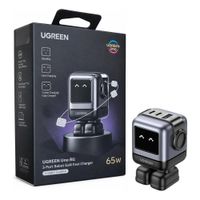 Cargador UGREEN Robot 15570 65W GaN 2USB-C  1USB-A Carga Rápida PD Pantalla LED MacBook iPhone