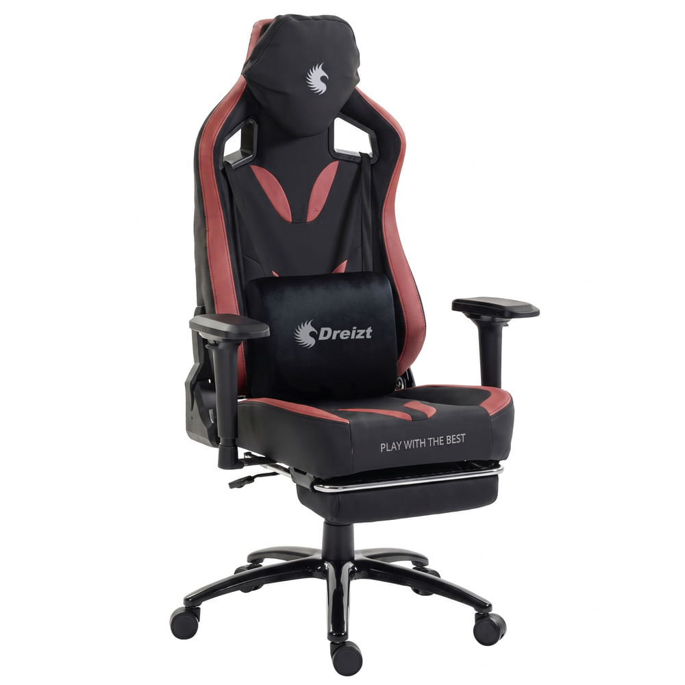 Silla Gamer Dreizt Thunder Series Rojo Premium Reclinable Con Posapies Gas Lift Clase 4