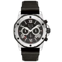 Reloj Bulova Marine Star 98B127 Fecha Cronometro Correa Silicona Negro