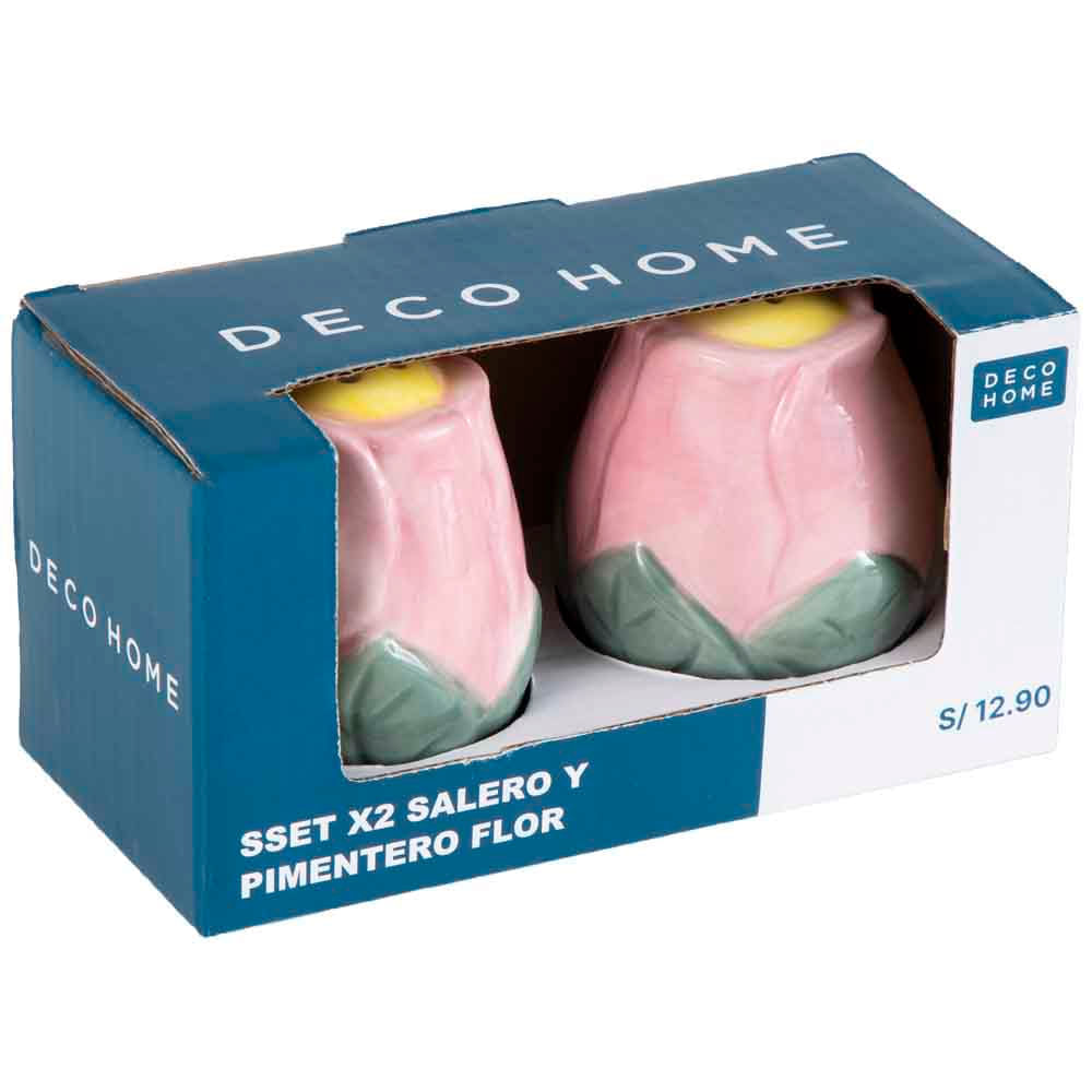 Set DECO HOME Salero + Pimentero Flor Acuarela 2un