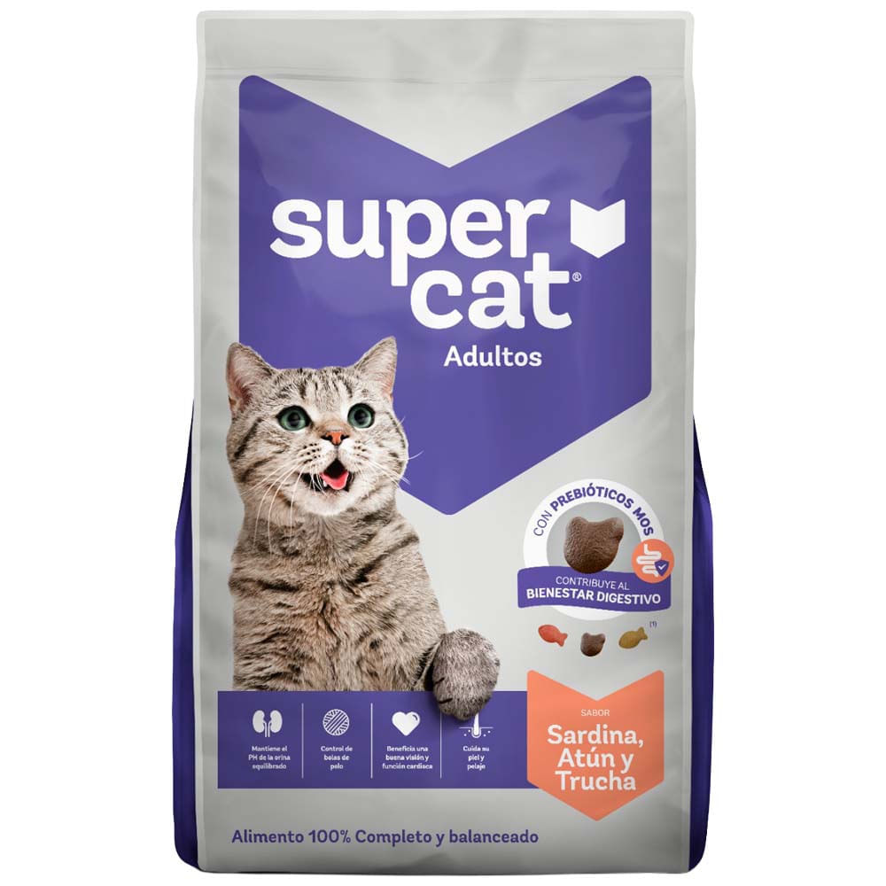 Alimento para Gato SUPERCAT Adulto Sardina, Atún y Trucha Bolsa 9kg