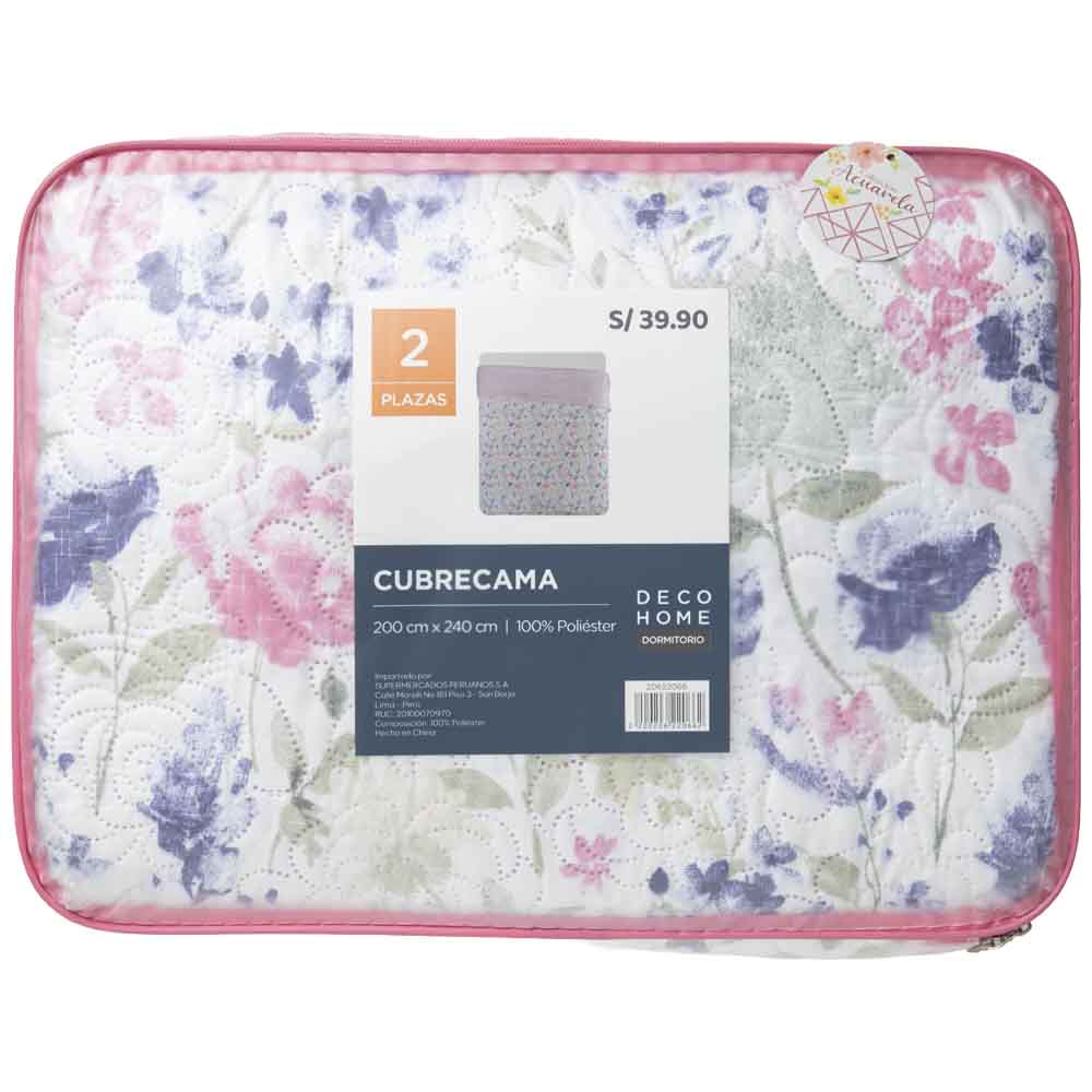 Cubrecama DECO HOME Acuarela 2 Plazas