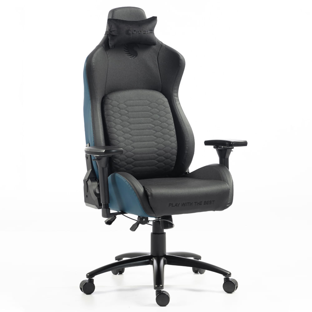 Silla Gamer Dreizt Titan Series Azul Dark Premium Almohadilla Inteligente Reclinable