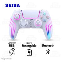 Mando PS4 Inalámbrico Negro con 4 Efectos de Luz SEISA - MOD SJ-4013B