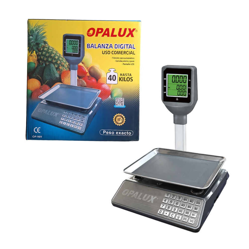 Balanza Electrónica Comercial Digital 40kg Recargable LCD OPALUX OP-989