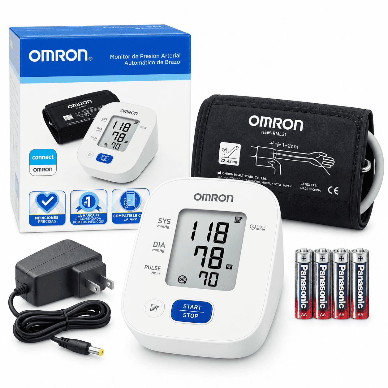 Tensiómetro Digital Omron HEM 7142 de Brazo - Adaptador - 4 Pilas AA