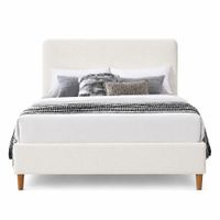 Cama Tapizada Lisa Curvo LeMueble 1.5 Plz Crudo Claro