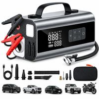 Arrancador de Auto 12V 2000A con Inflador 160PSI Aspiradora y Power Bank 10000mAh