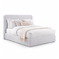 Cama Tapizada California LeMueble Curvo 1.5 Plz Plata