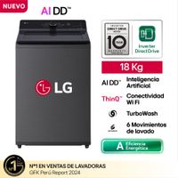 Lavadora LG Carga Superior 18 Kg WT18PBTX Negro Plateado