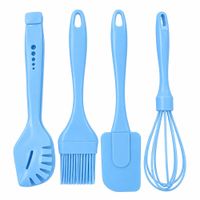 Set de 4 Utensilios de Cocina de Silicona Pinzas Espatulas y Mas Azul