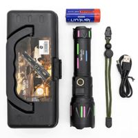 Linterna Táctica LED Recargable USB Lantun EPC- 98 3800 mAh con Pantalla Digital y Estuche