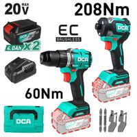 COMBO TALADRO PERCUTOR  DESTORNILLADOR IMPACTO 20V BRUSHLESS 2X4.0AH