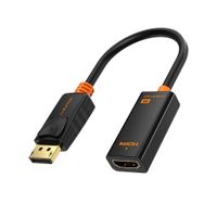 Adaptador DisplayPort a HDMI CABLETIME 4K 30Hz Seguro Latch PVC Negro-Naranja CP21B