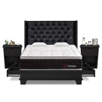 Dormitorio Golden 4 Cajones King Laqueado + Velador Bari