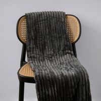 Manta Flannel Rayas Charcoal