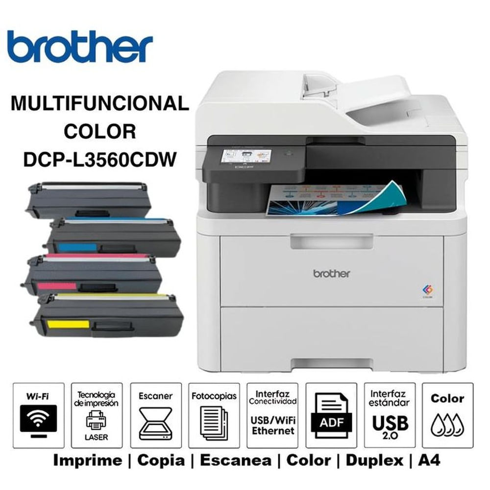 IMPRESORA BROTHER LASER DCP-L3560CDW COLOR MULTIFUNCIONAL WIFI