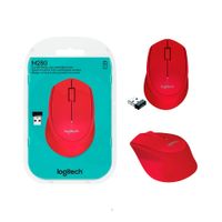 Mouse Óptico Inalámbrico Diseño Curvo Logitech M280 1000 Dpi Rojo