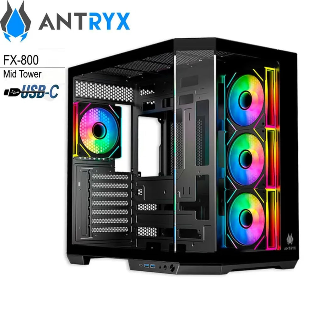 CASE ANTRYX FX 800 INFINITY ARGB FAN X4 USB TIPO-C (AC-FX800K) BLACK S/FUENTE