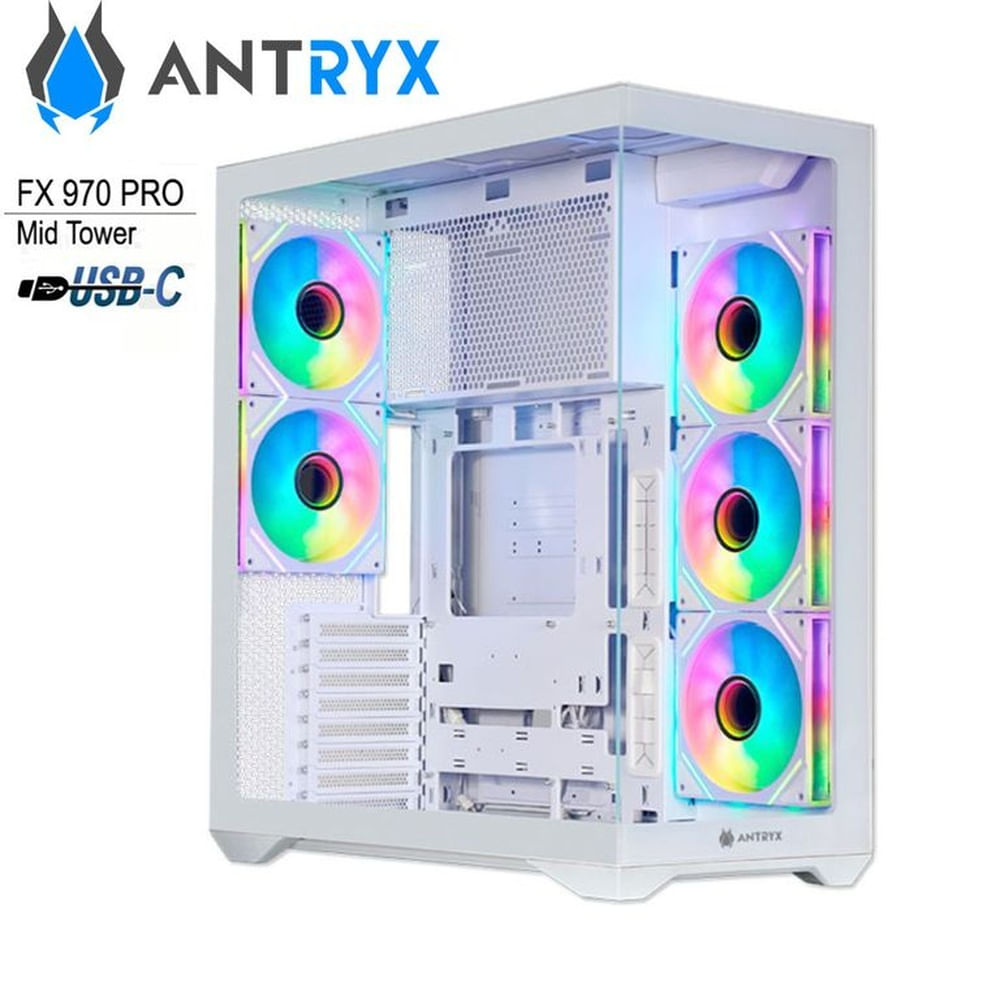 CASE ANTRYX FX 970 PRO WHITE 2 V/T ARGB FAN USB TIPO-C AC-FX970WP S/ FUENTE