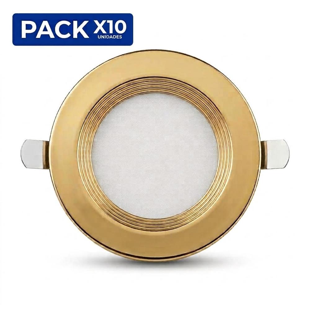 Pack x10 Spot Para Empotrar Caja Octogonal 9W 3 Tiempos color Dorado