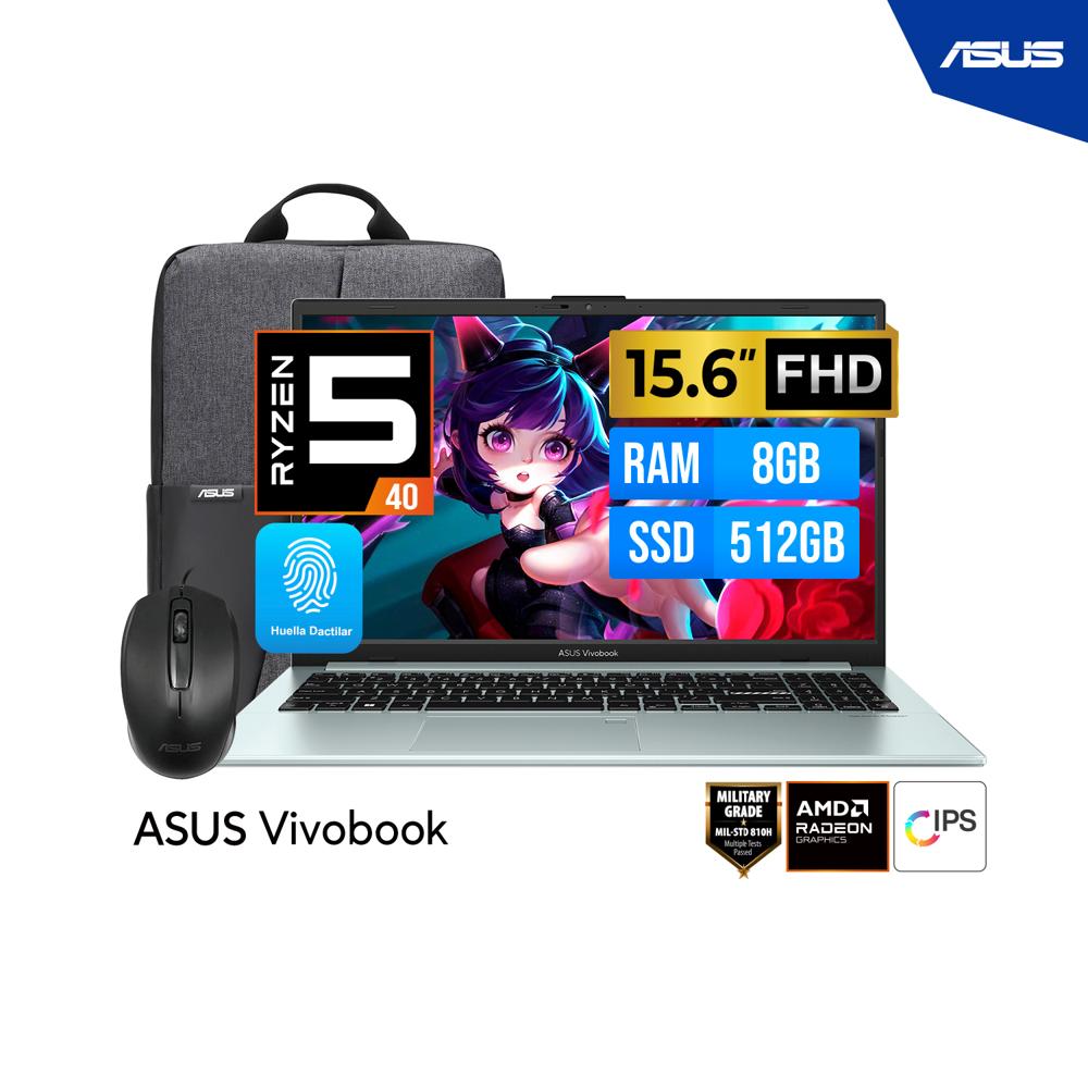 LAPTOP ASUS VIVOBOOK Go 15 E1504FA BQ5556 15.6 FHD IPS  AMD Ryzen 5 40  8GB DDR5 512GB FreeDOS