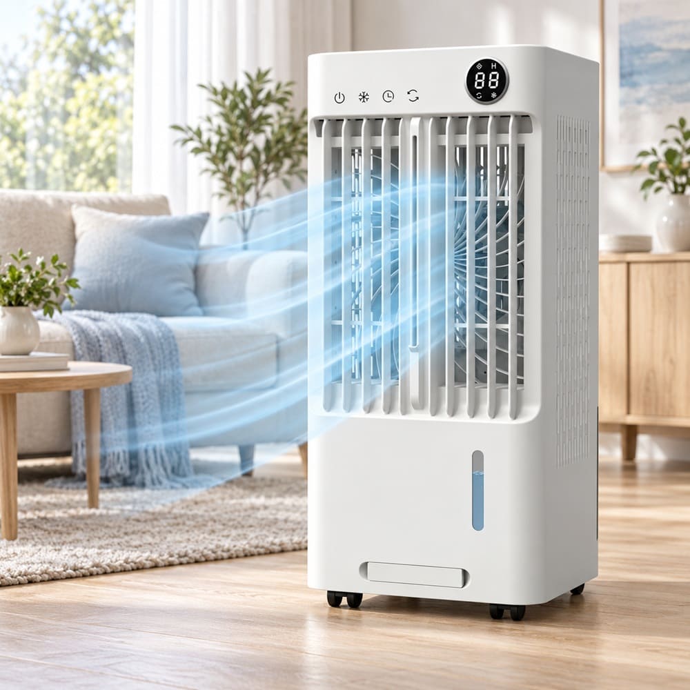 Enfriador de aire cooler 5L ventilador con panel digital táctil control remoto y temporizador FC102