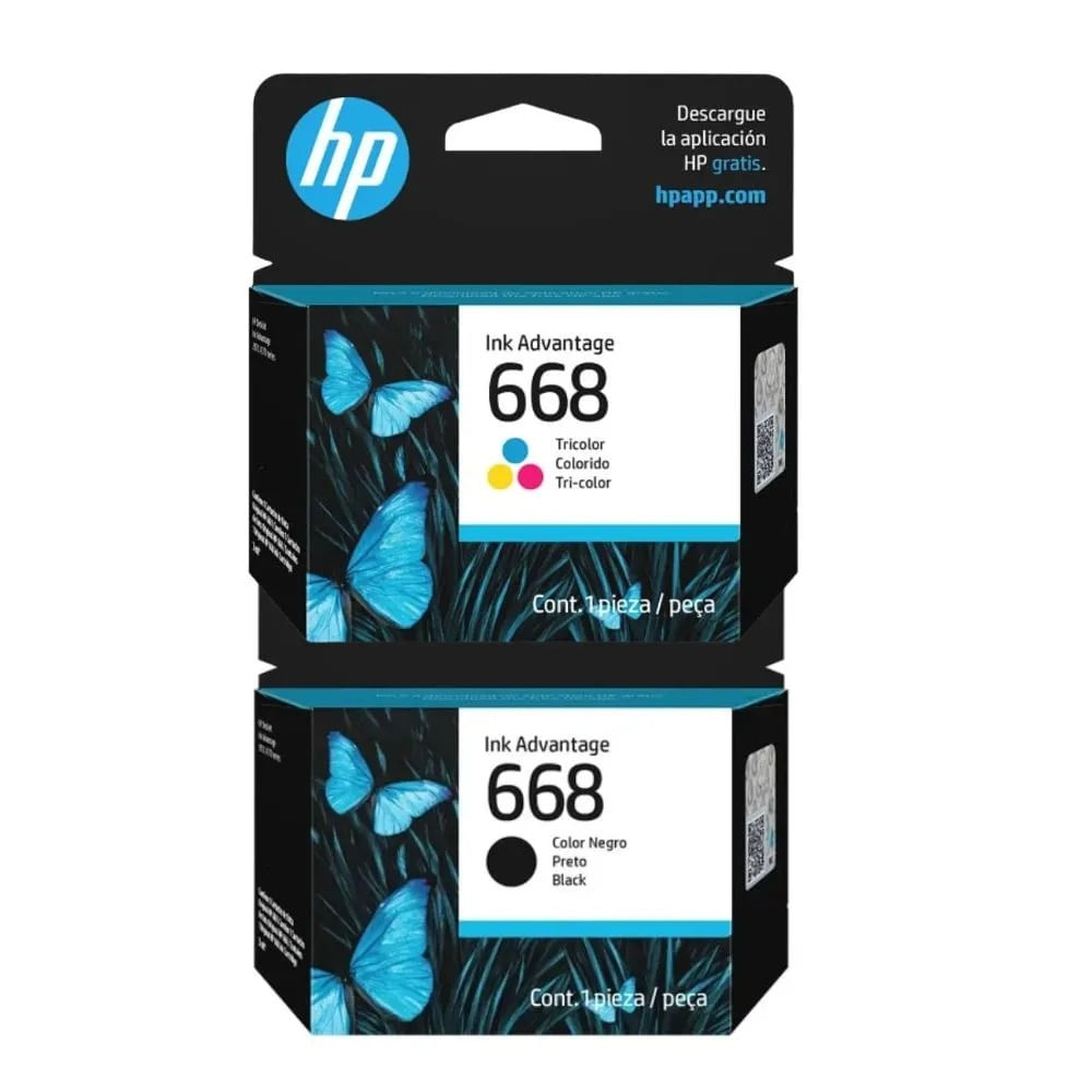 kit Tinta HP 668 negro y color DJ 2975 4375 Original