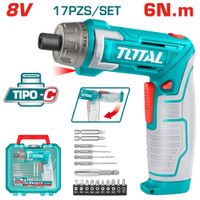 DESTORNILLADOR AJUSTABLE TIPO-C 8V HEX 1- 4 20RPM 6N.M  - ACC 17PCS ESTUCHE