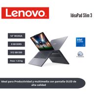 LAPTOP LENOVO IDEAPAD SLIM 3 14 WUXGA OLED CORE 5 320 8GB DDR5 512GB SSD LUNA GREY 83RQ005GLM