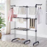 TENDEDERO COLGADOR DE ROPA DE 4 NIVELES EXTENSIBLE CON RUEDAS