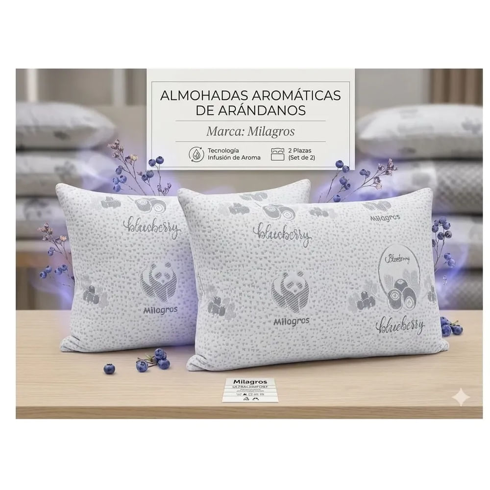 PACK DE ALMOHADAS GEMELAS AROMATICA ARANDANOS PREMIUM TAMAÑO 2 PLAZAS