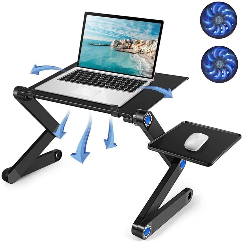 MESA PLEGABLE PORTA LAPTOPS COOLER 2 VENTILADORES 1 PORTA MOUSE COLOR NEGRO