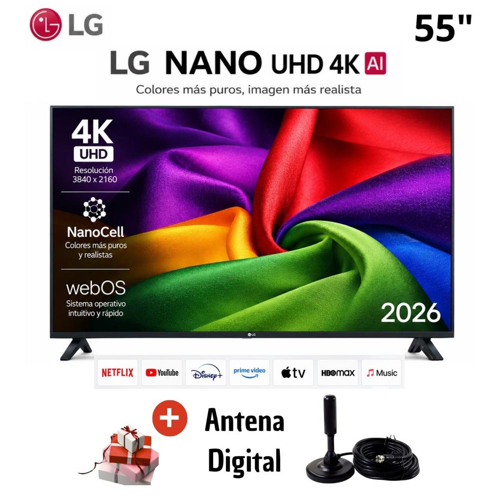 TELEVISOR SMART TV LG 4K ULTRA HD 55 55NU800BPSB y Antena Digital