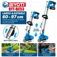 Desbrozadora Podadora Inalámbrica Biyoti BYT-BC53 600W - 3 en 1 - 2 Baterías y Accesorios