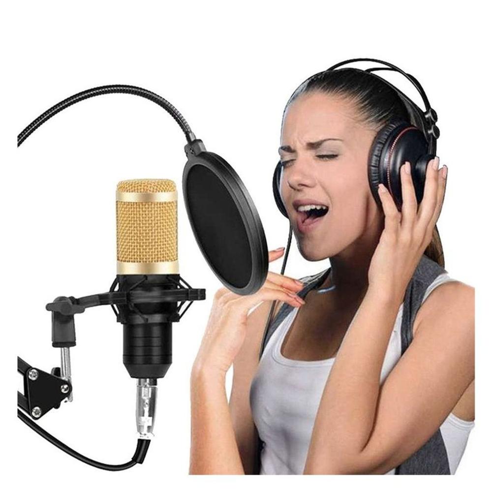 MICROFONO DE ESTUDIO PROFESIONAL CON BRAZO ARTICULADO PARA GRABACIÓN Y STREAMING COLOR NEGRO.