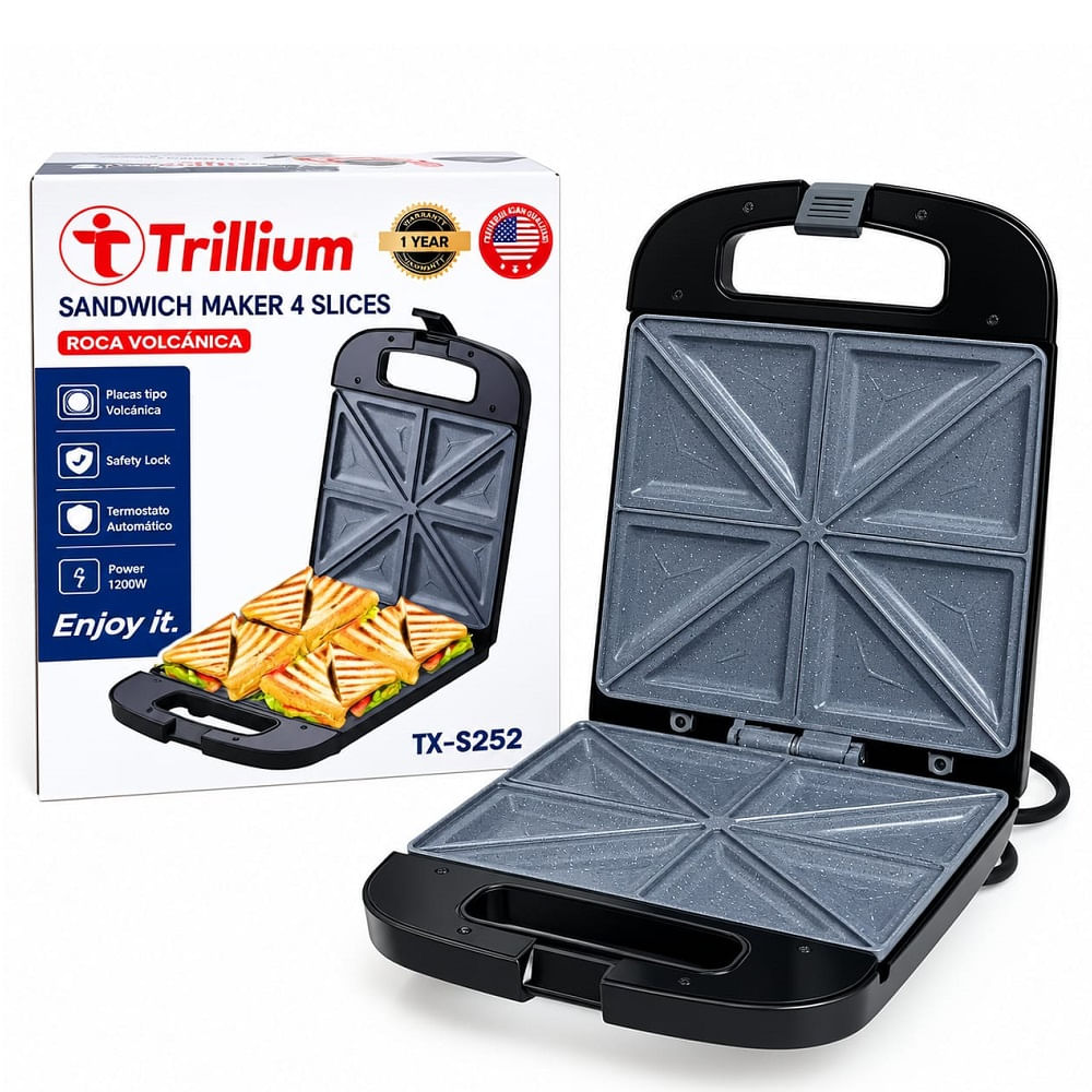 Sandwichera 4 Panes Trillium TX-S252 Negro-2500W