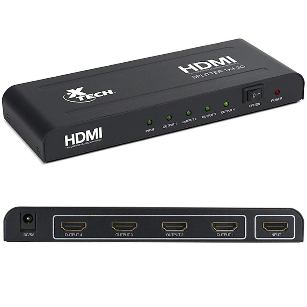 Adaptador Splitter Xtech HDMI 1 Input a 4 Salidas- XHA-410