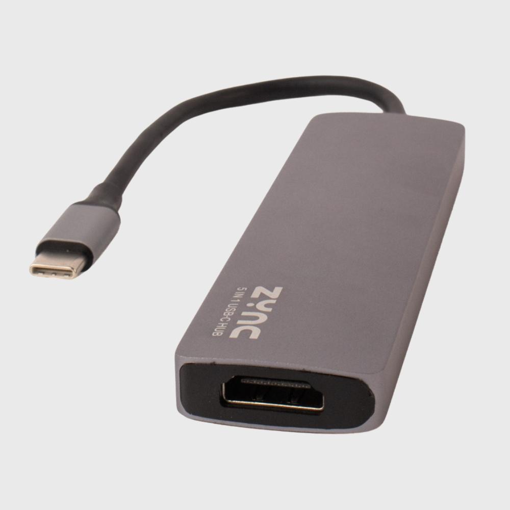 Hub USB-C 5 en 1 HDMI 4K Con USB 3.0 y Salida De 60W Ideal Para Oficina o Estudios ZYN-BZ08