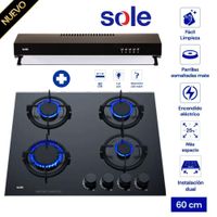 COMBO Cocina Sole Empotrable SOLC0049V2 4 hornillas mas Campana Extractora 60cm Nyx Acero Inoxidable