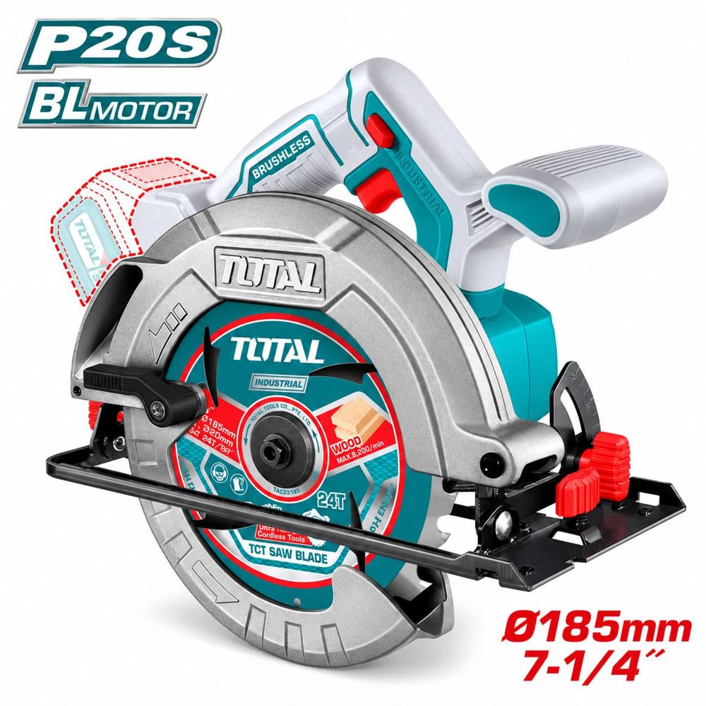 Sierra Circular Inalámbrica Total 20V 7-1-4 Brushless TSLI1851