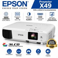 Proyector Epson PowerLite X49 3600 Lúmenes 1024x768  XGA V11H982020