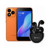 Celular Bolt 1 2GB 32GB Naranja con Audífonos Bluetooth 1HORA Aut 119 Negro