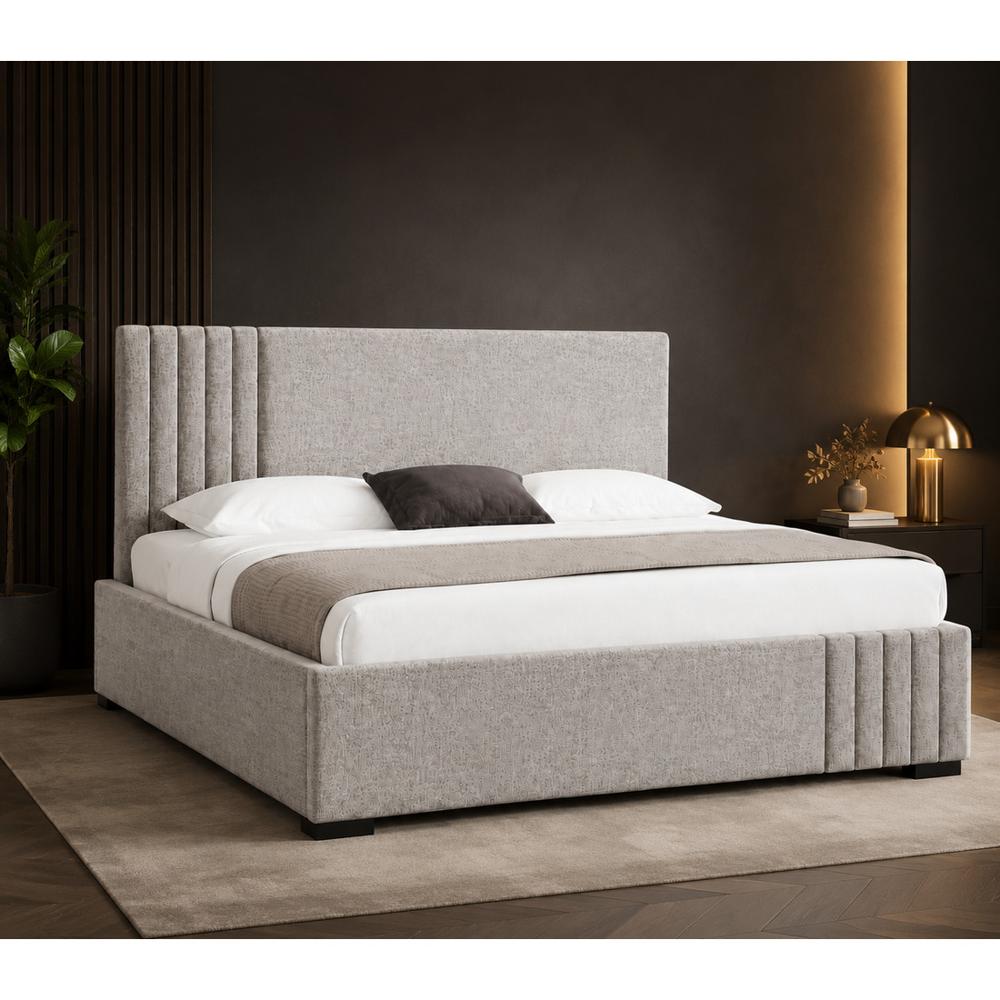 Dormitorio Kawsay  2 Plazas Gris Cabecera Box Encajonado
