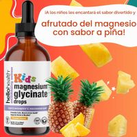 Gotas líquidas de Glicinato de magnesio para niños Hello Health sabor a Piña