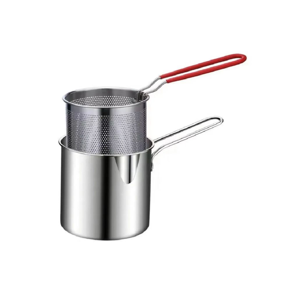 Olla Freidora de Acero Inoxidable con Cesta Coladora