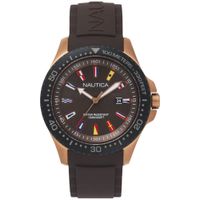 Reloj Nautica Jones Beach NAPJBC007 Fecha Correa de Silicona y Dial Marrón