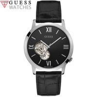 Reloj Guess Automatico Open Heart W1267G1 Correa de Cuero y Dial Negro