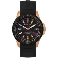 Reloj Nautica Jones Beach NAPJBC006 Fecha Acero Rose Gold  Correa de Silicona Negro